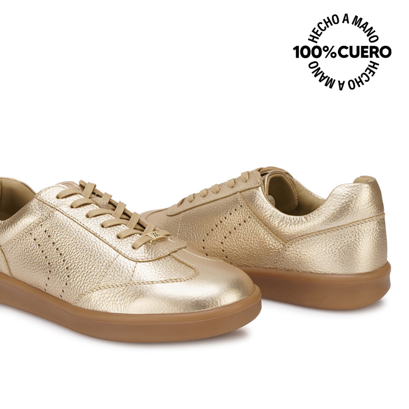 ZAPATILLA CASUAL CATA-2601 CHAMPAGNE VIALE CUERO - 2