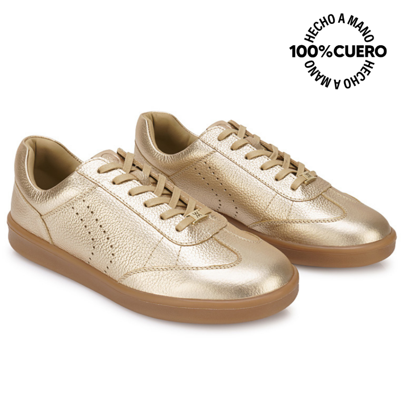 ZAPATILLA CASUAL CATA-2601 CHAMPAGNE VIALE CUERO - 4