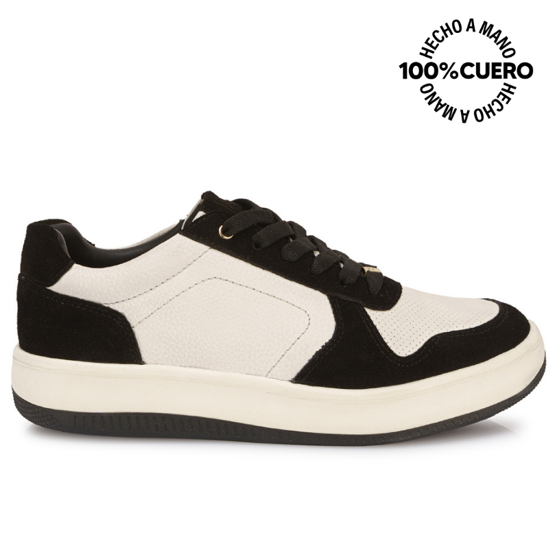 ZAPATILLA CASUAL TERI-2650 BLAN/NEG VIALE CUERO - 1