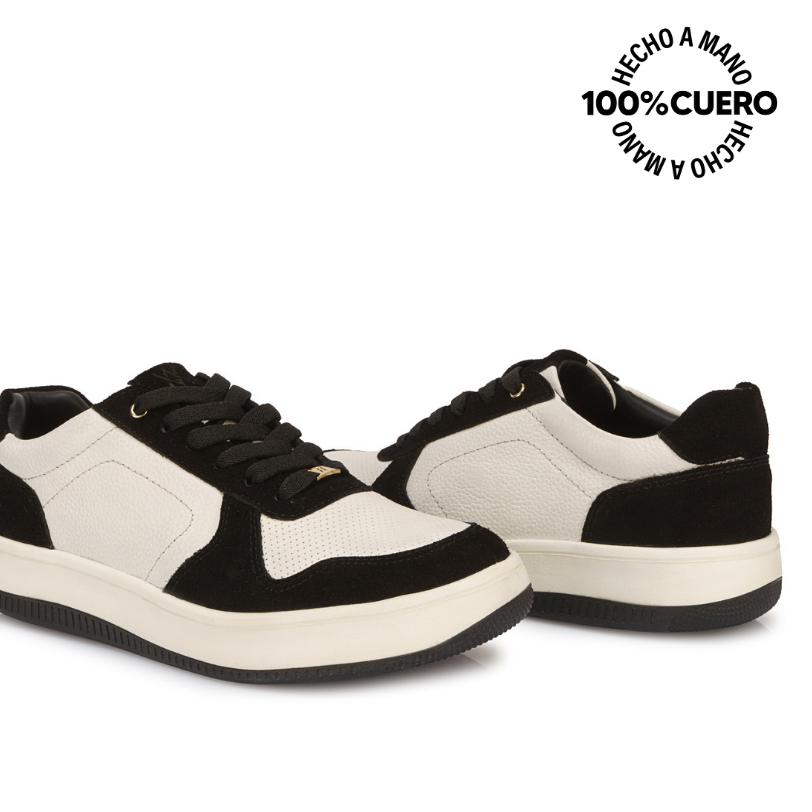 ZAPATILLA CASUAL TERI-2650 BLAN/NEG VIALE CUERO - 2