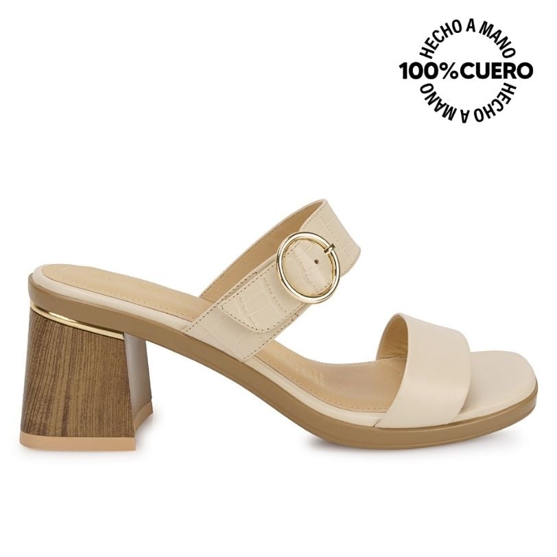 SANDALIA STRAP CASUAL LINDA-2607 VAINILLA VIALE CUERO - 1