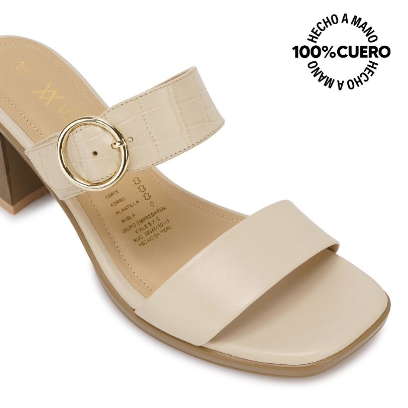 SANDALIA STRAP CASUAL LINDA-2607 VAINILLA VIALE CUERO - 3