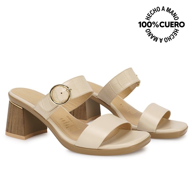 SANDALIA STRAP CASUAL LINDA-2607 VAINILLA VIALE CUERO - 4
