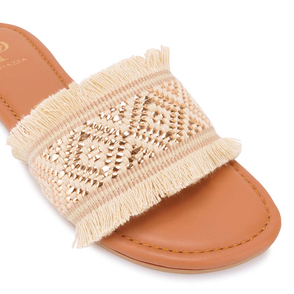 SANDALIA SLIDE CASUAL CESI-2609 BEIGE PIAZZA - 3