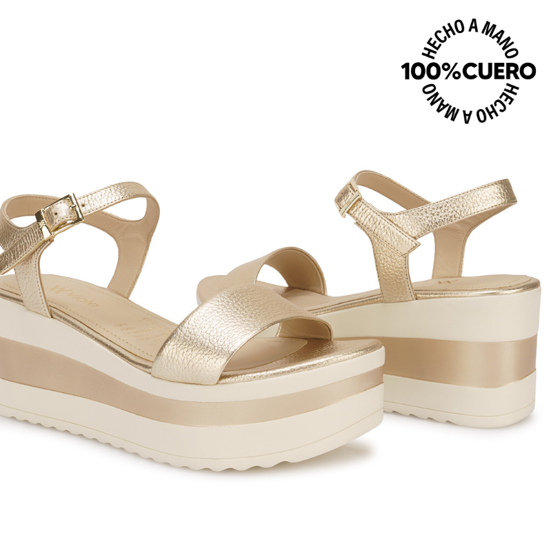 SANDALIA D'ORSAY CASUAL DAYA-2607 CHAMPAGNE VIALE CUERO - 2