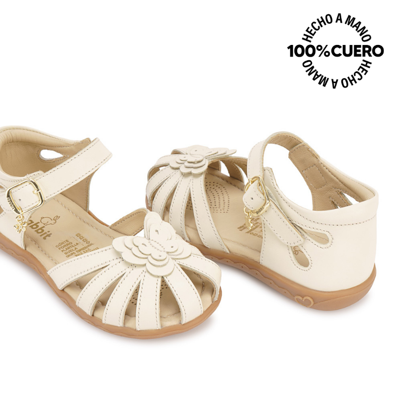SANDALIA D'ORSAY CASUAL MIA-2605 HUESO RABBIT CUERO - 2