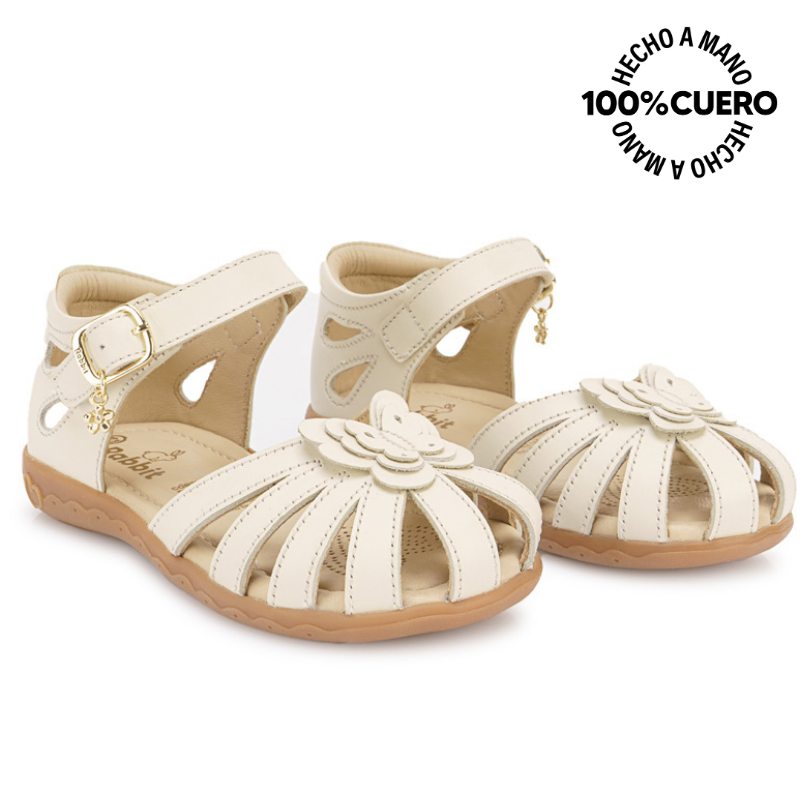 SANDALIA D'ORSAY CASUAL MIA-2605 HUESO RABBIT CUERO - 4