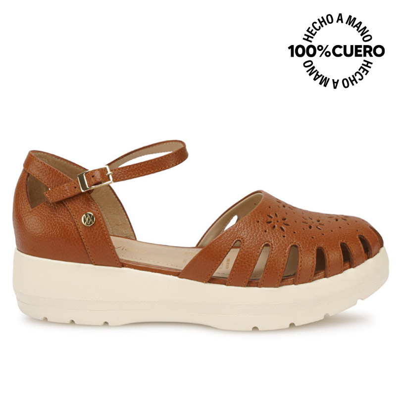 SANDALIA FRANCISCANA CASUAL ROXI-2601 NATURAL VIALE CUERO - 1