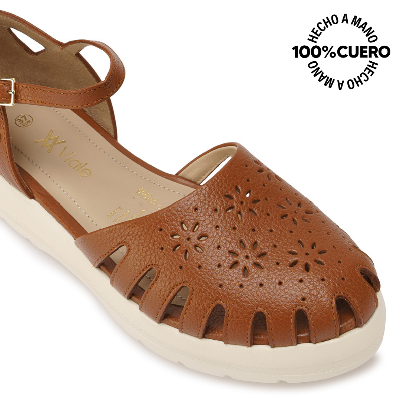 SANDALIA FRANCISCANA CASUAL ROXI-2601 NATURAL VIALE CUERO - 3