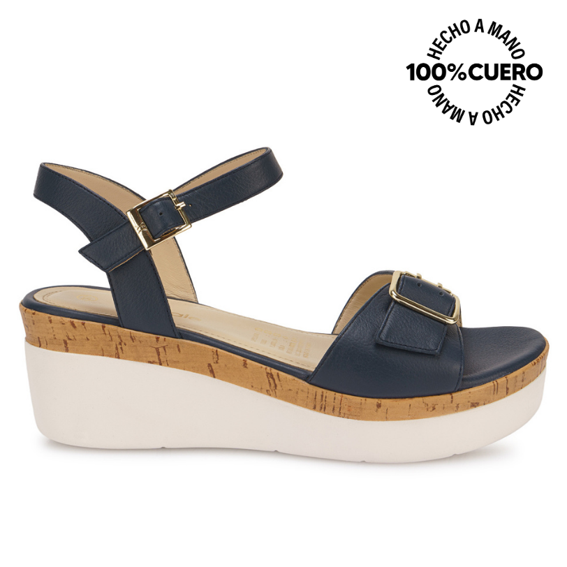 SANDALIA D'ORSAY CASUAL ALE-2615 AZUL/EG VIALE CUERO - 1