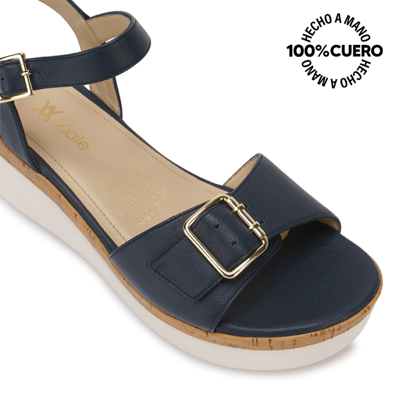 SANDALIA D'ORSAY CASUAL ALE-2615 AZUL/EG VIALE CUERO - 3