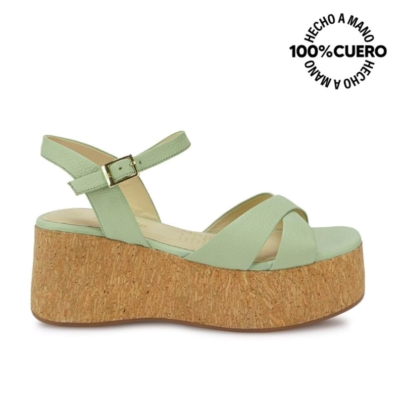 SANDALIA D'ORSAY CASUAL ALE-2630 VERDE/MENTH VIALE CUERO - 1