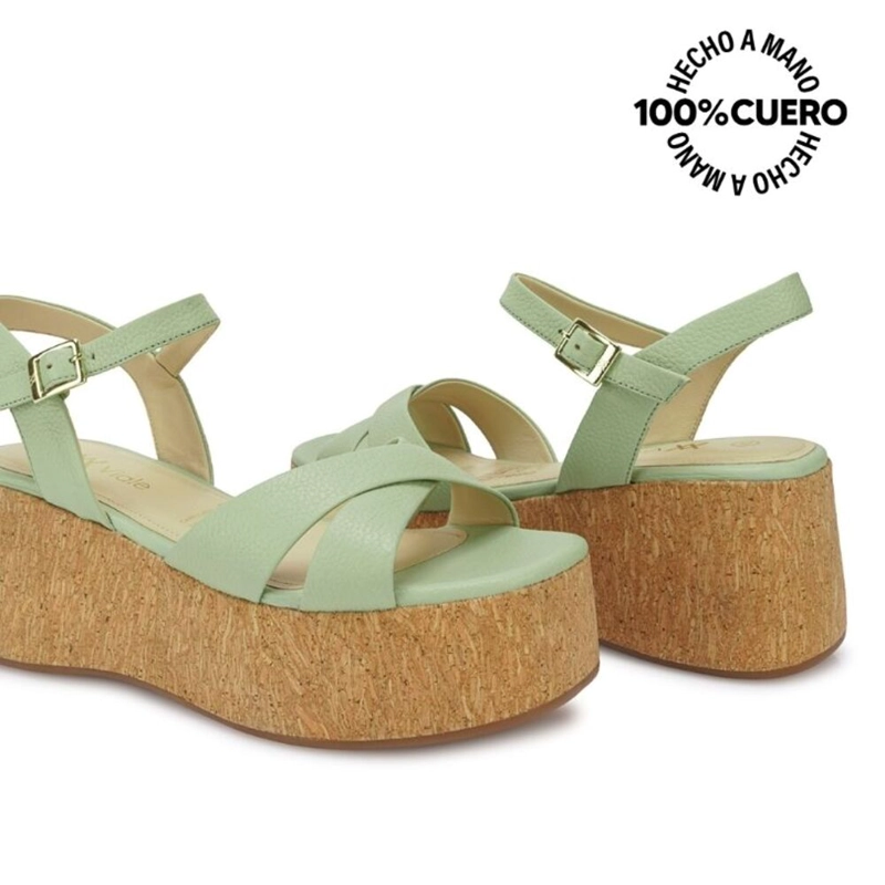 SANDALIA D'ORSAY CASUAL ALE-2630 VERDE/MENTH VIALE CUERO - 2