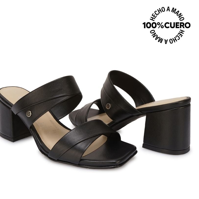 SANDALIA STRAP CASUAL TATI-2602 NEGRO VIALE CUERO - 2