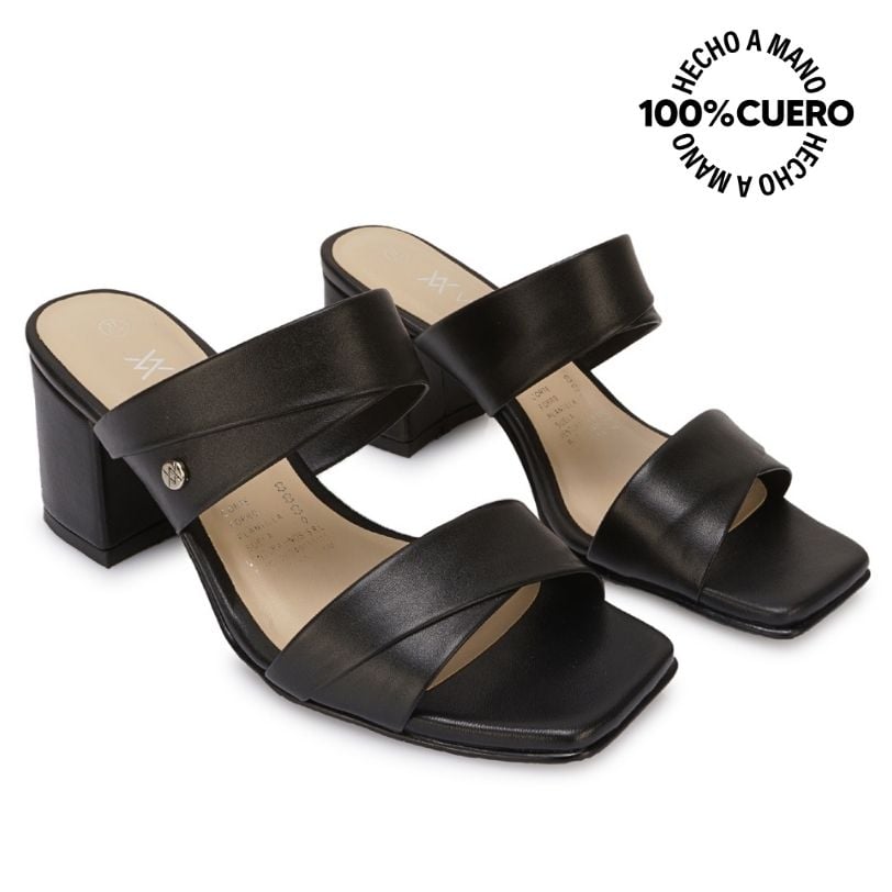 SANDALIA STRAP CASUAL TATI-2602 NEGRO VIALE CUERO - 4