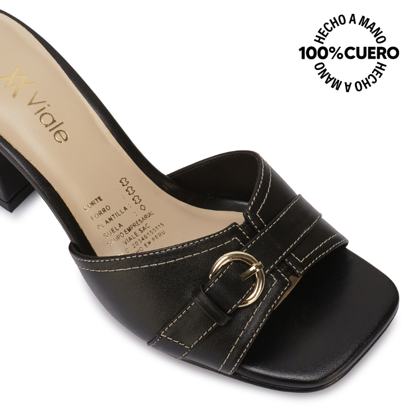 SANDALIA SLIDE CASUAL TATI-2607 NEGRO VIALE CUERO - 3