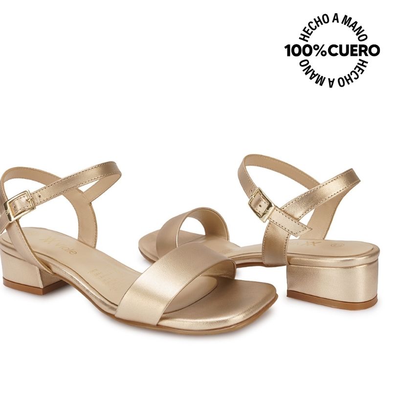 SANDALIA D'ORSAY CASUAL TATI-2610 DORADO VIALE CUERO - 2