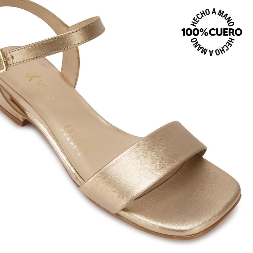 SANDALIA D'ORSAY CASUAL TATI-2610 DORADO VIALE CUERO - 3
