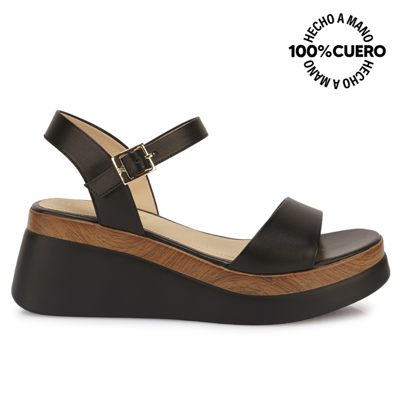 SANDALIA D'ORSAY CASUAL ALE-2625 NEGRO VIALE CUERO - 1