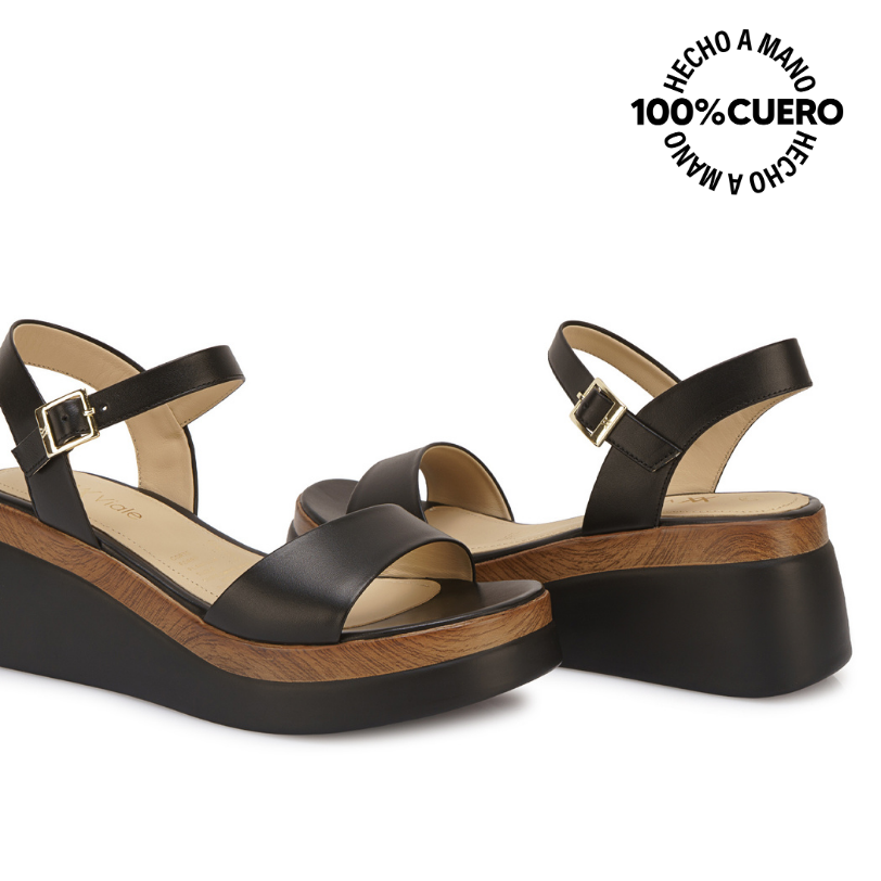 SANDALIA D'ORSAY CASUAL ALE-2625 NEGRO VIALE CUERO - 2