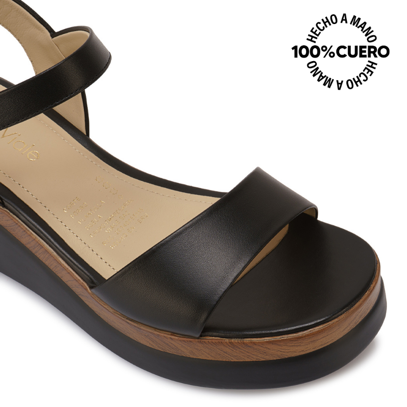 SANDALIA D'ORSAY CASUAL ALE-2625 NEGRO VIALE CUERO - 3