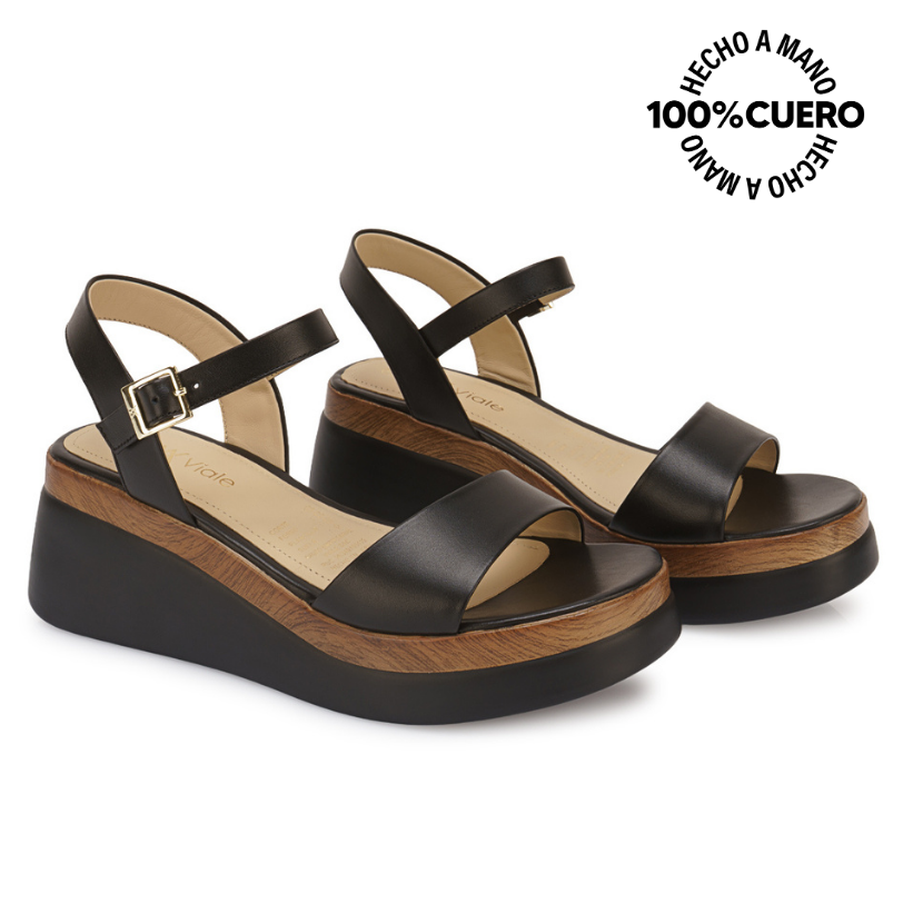 SANDALIA D'ORSAY CASUAL ALE-2625 NEGRO VIALE CUERO - 4