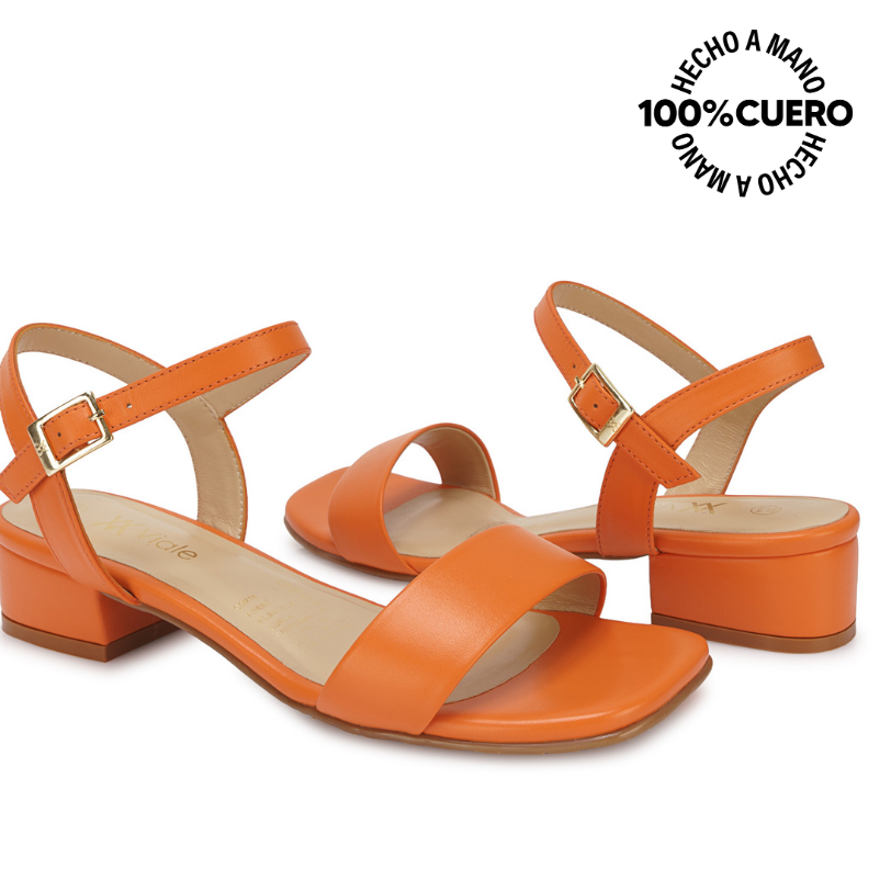 SANDALIA D'ORSAY CASUAL TATI-2610 NARANJA VIALE CUERO - 2