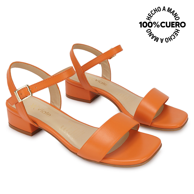 SANDALIA D'ORSAY CASUAL TATI-2610 NARANJA VIALE CUERO - 4