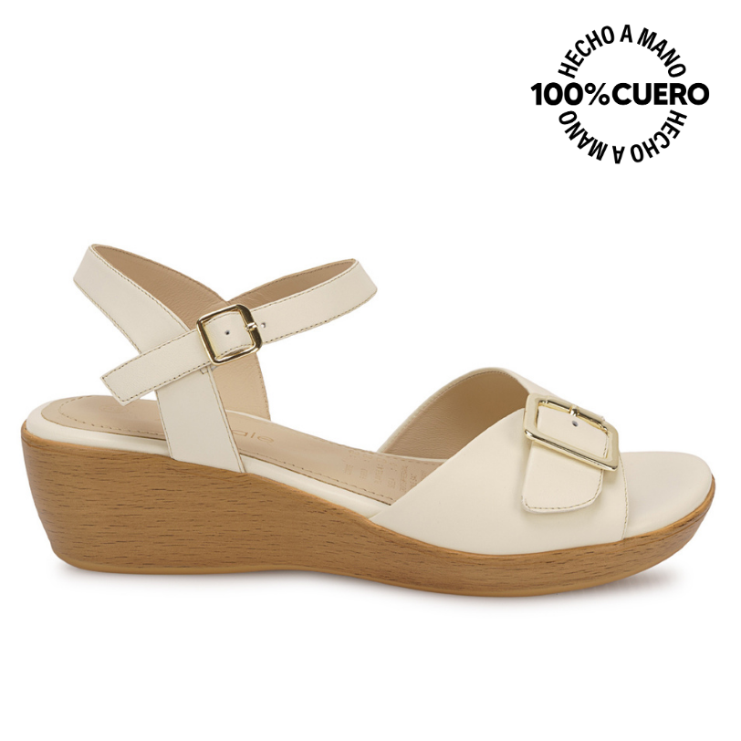 SANDALIA D'ORSAY CASUAL DAYA-2608 HUESO VIALE CUERO - 1