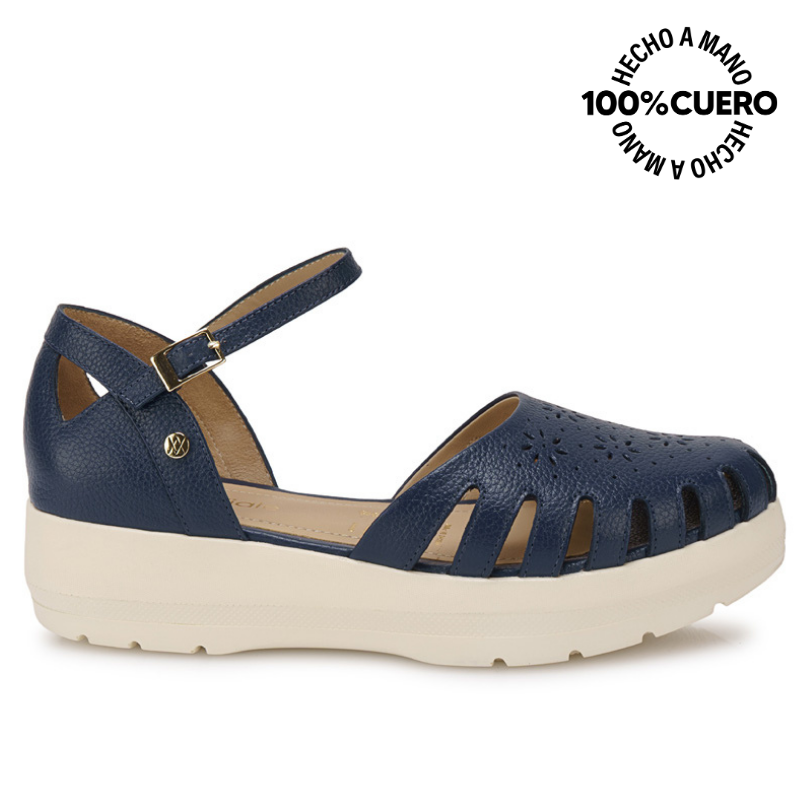 SANDALIA FRANCISCANA CASUAL ROXI-2601 AZUL DENIM VIALE CUERO - 1
