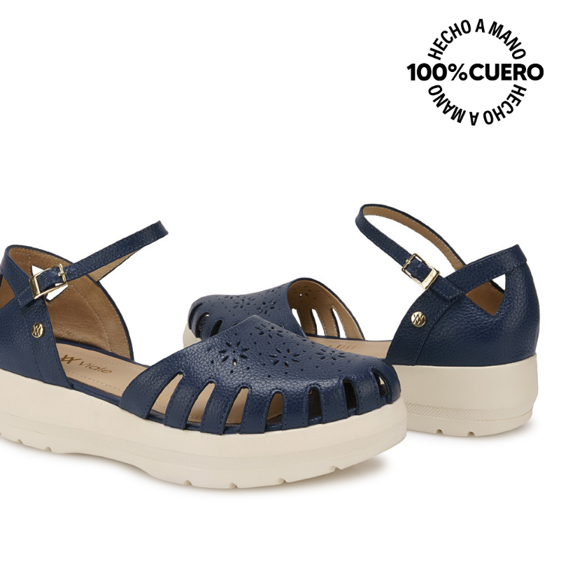 SANDALIA FRANCISCANA CASUAL ROXI-2601 AZUL DENIM VIALE CUERO - 2