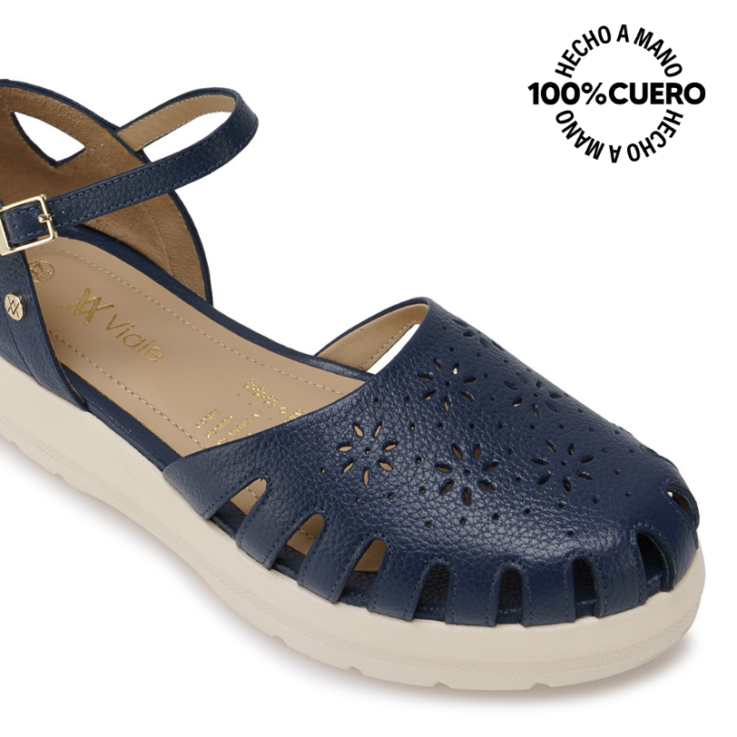 SANDALIA FRANCISCANA CASUAL ROXI-2601 AZUL DENIM VIALE CUERO - 3