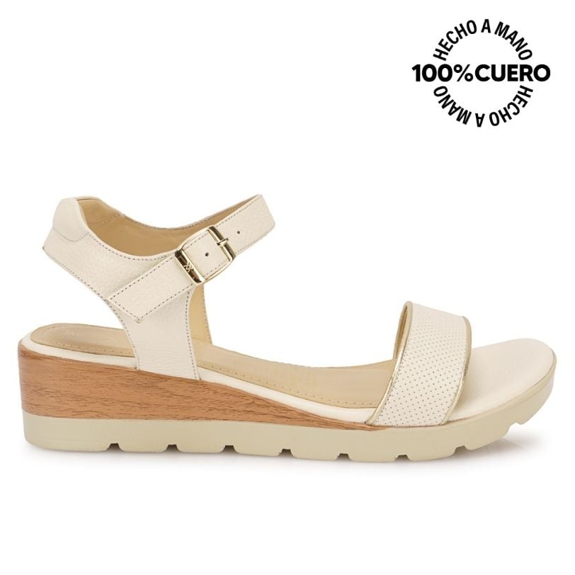 SANDALIA D'ORSAY CASUAL SOFI-2612 HUESO VIALE CUERO - 1