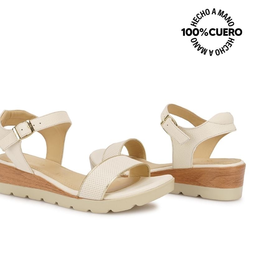 SANDALIA D'ORSAY CASUAL SOFI-2612 HUESO VIALE CUERO - 2