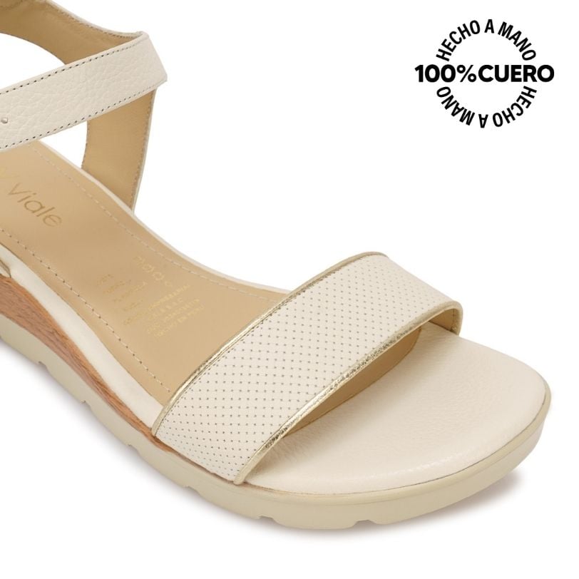 SANDALIA D'ORSAY CASUAL SOFI-2612 HUESO VIALE CUERO - 3