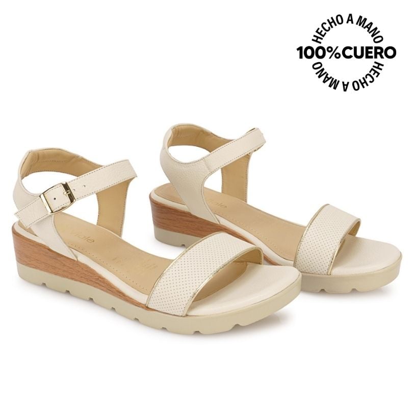 SANDALIA D'ORSAY CASUAL SOFI-2612 HUESO VIALE CUERO - 4
