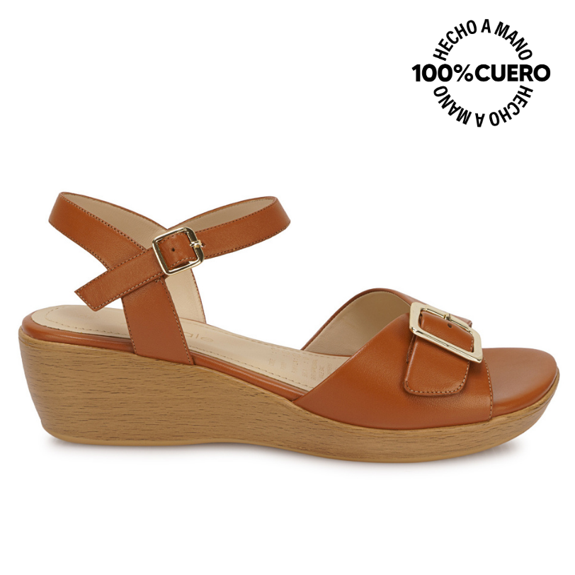SANDALIA D'ORSAY CASUAL DAYA-2608 NATURAL VIALE CUERO - 1