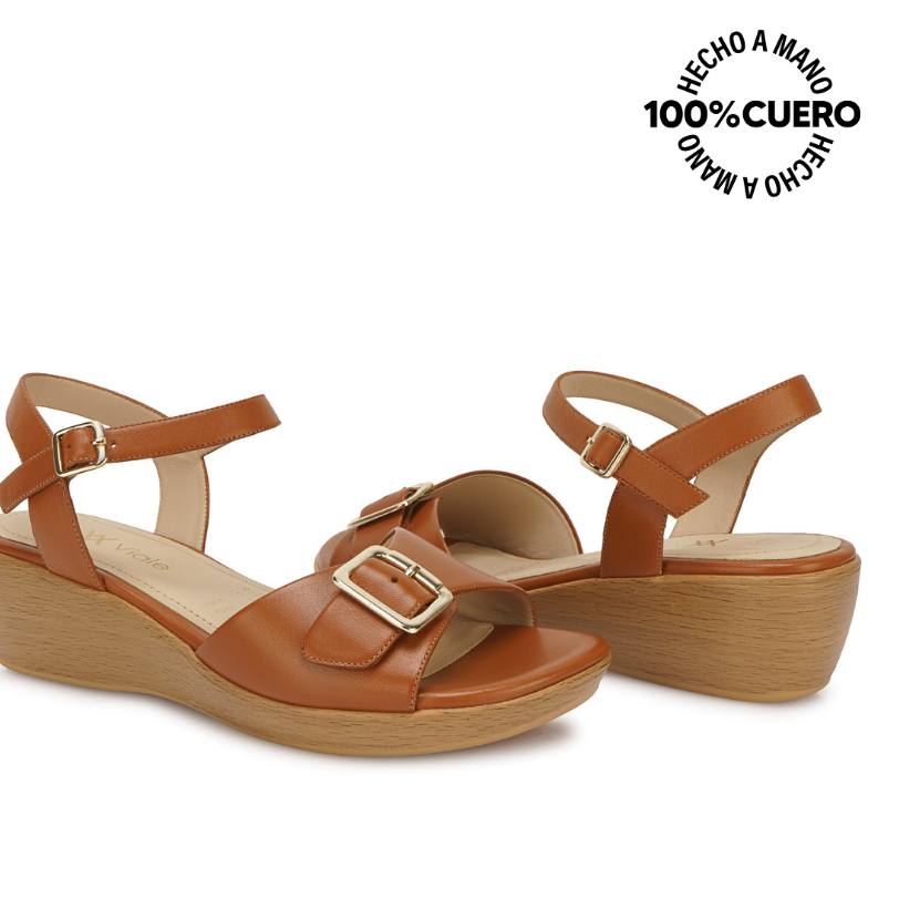 SANDALIA D'ORSAY CASUAL DAYA-2608 NATURAL VIALE CUERO - 2