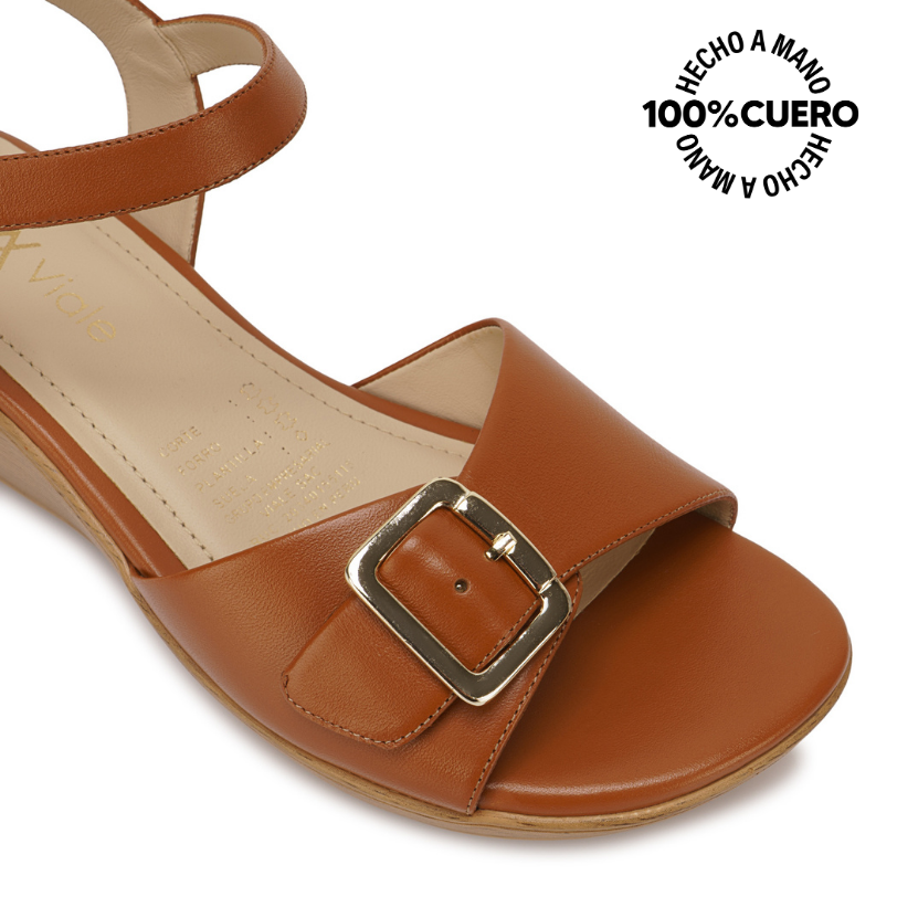 SANDALIA D'ORSAY CASUAL DAYA-2608 NATURAL VIALE CUERO - 3