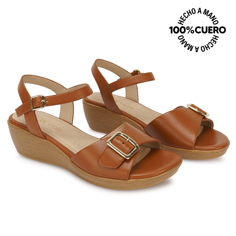 SANDALIA D'ORSAY CASUAL DAYA-2608 NATURAL VIALE CUERO - 4