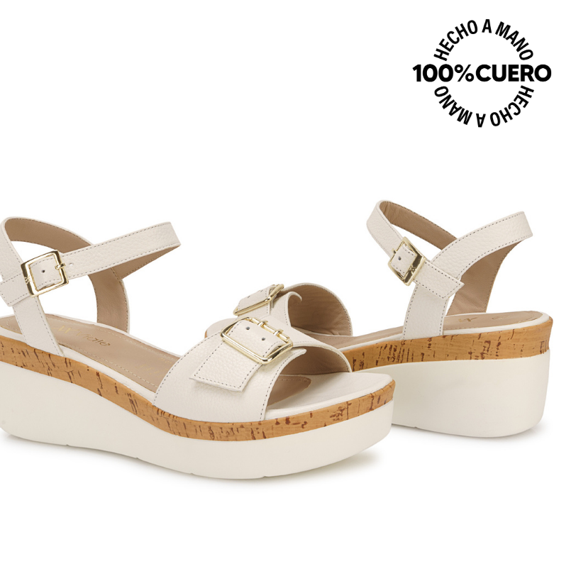 SANDALIA D'ORSAY CASUAL ALE-2615 BLANCO SOF VIALE CUERO - 2