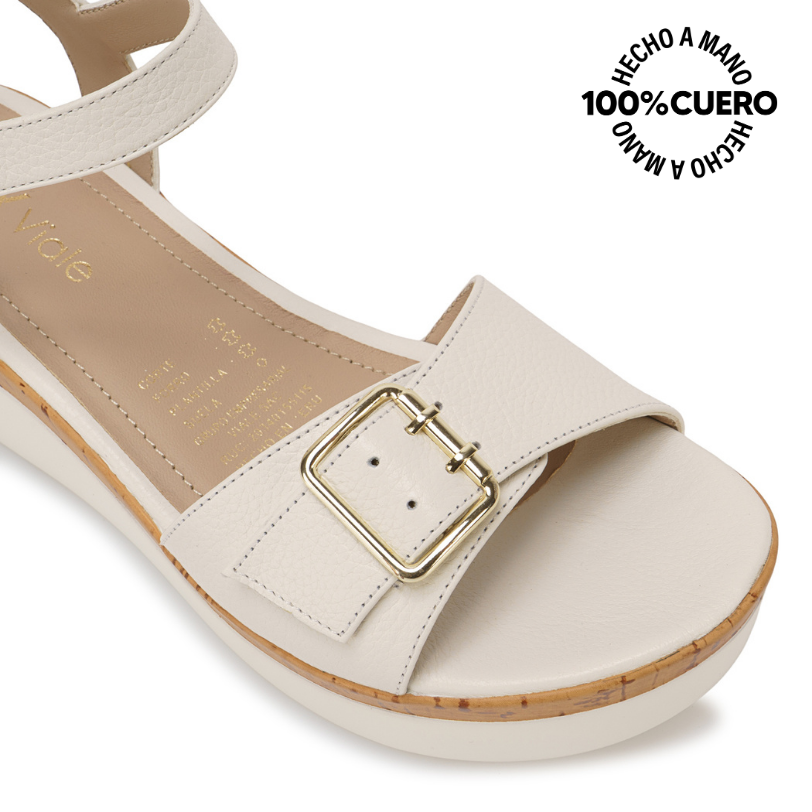 SANDALIA D'ORSAY CASUAL ALE-2615 BLANCO SOF VIALE CUERO - 3