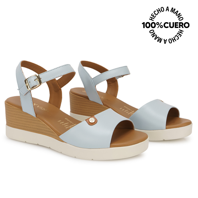 SANDALIA D'ORSAY CASUAL TASTE-2601 CELESTE VIALE CUERO - 5