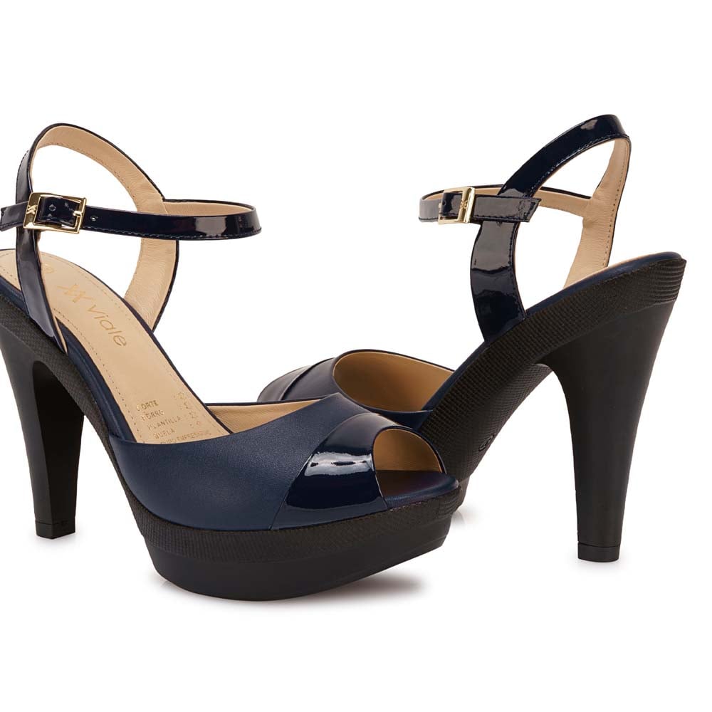 SANDALIA D'ORSAY CASUAL ALE-2521 AZUL VIALE CUERO - 2
