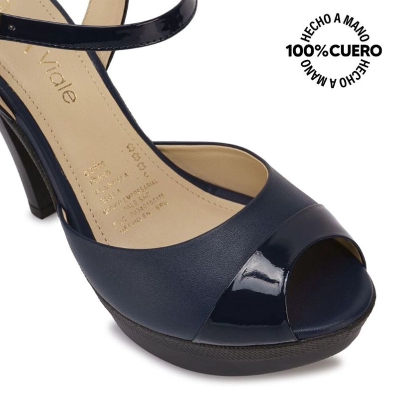 SANDALIA D'ORSAY CASUAL ALE-2521 AZUL VIALE CUERO - 3