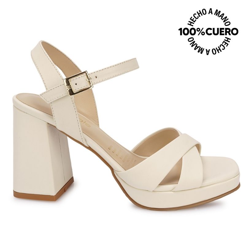 SANDALIA D'ORSAY CASUAL TATI-2605 HUESO VIALE CUERO - 1