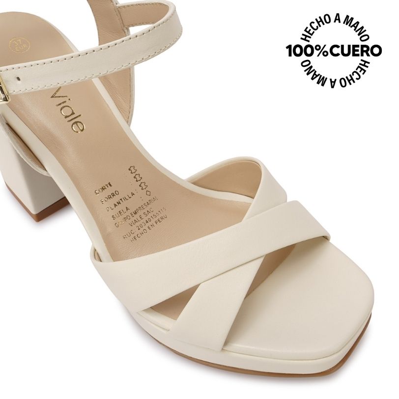 SANDALIA D'ORSAY CASUAL TATI-2605 HUESO VIALE CUERO - 3