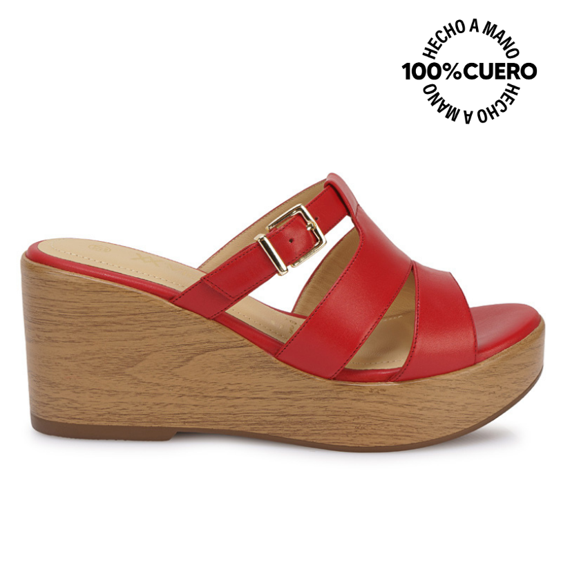 SANDALIA SLIDE CASUAL LINDA-2613 ROJO VIALE CUERO - 1