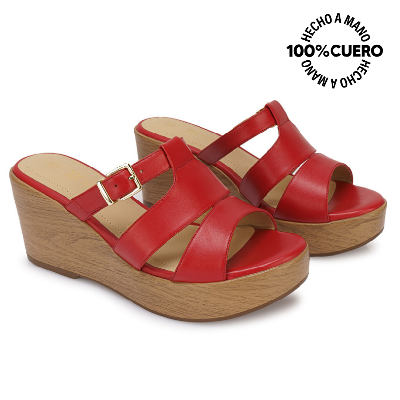 SANDALIA SLIDE CASUAL LINDA-2613 ROJO VIALE CUERO - 4