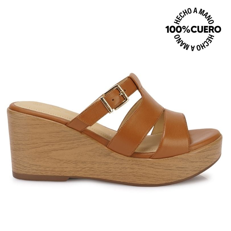 SANDALIA SLIDE CASUAL LINDA-2613 CUOIO VIALE CUERO - 1